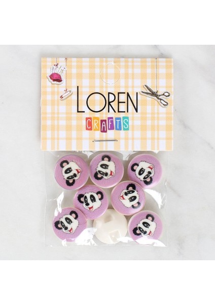 Loren Crafts 8'li Panda Düğme - 1055