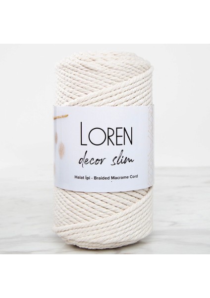 Loren Decor Slim 3 Büküm Makrome Ipi Krem - L002