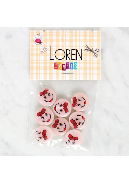Loren Crafts 8'li Gülen Yüz Düğme - 1019