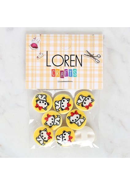 Loren Crafts 8'li Kedi Düğme - 1063