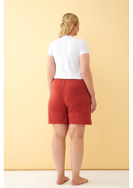 Modaserdem Kadın Kiremit Rengi Rahat Kalıp Cepli Şort modelleri