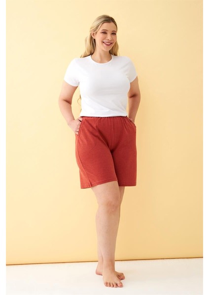 Modaserdem Kadın Kiremit Rengi Rahat Kalıp Cepli Şort fırsatları