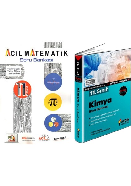 Acil Yayınları 11. Sınıf Acil Matematik ve Aydın Kimya Soru Bankası Seti 2 Kitap