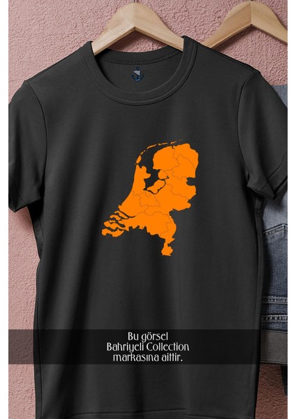 Oversize Hollanda Haritası Turuncu Tasarımlı Unisex T-Shirt fiyatları