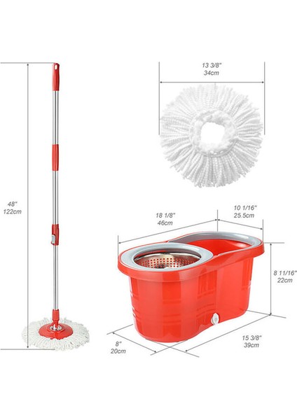 Dönerek Temizlik Kolaylığı Sunan 13L Kova ve Paspas Seti