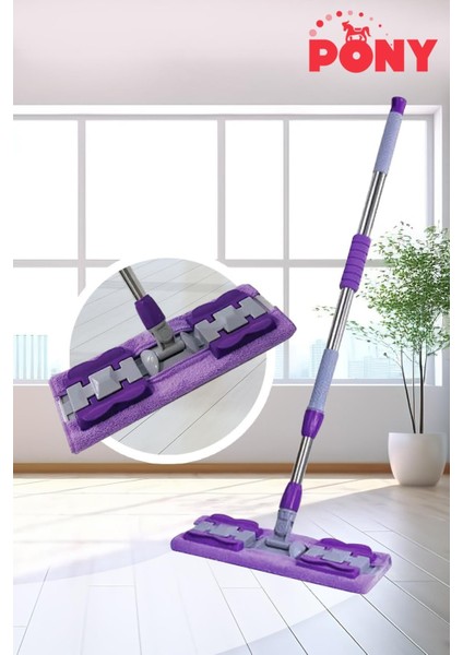 Çok Amaçlı Mikrofiber Temizlik Seti, Mandallı ve Klipsli, Yer, Duvar, Cam Uyumlu