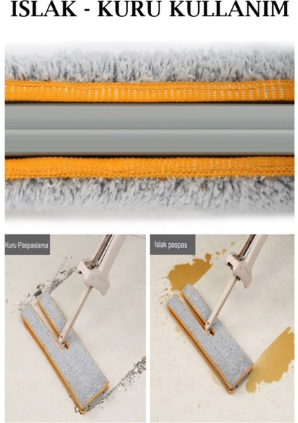 Çift Taraflı Temizlik Paspası, Toz ve Zemin Temizliği Için, Elektriksiz ve Pratik