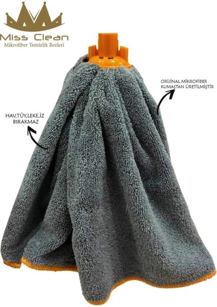 Gri Mikrofiber Paspas Mop Yedek Ucu, Temizlik Için Pratik ve Dayanıklı Parça