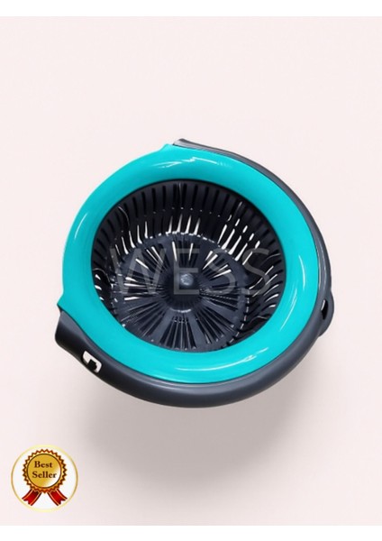 Turkuaz Spin Mop Döner Başlıklı Temizlik Seti ve Sıkma Aparatı