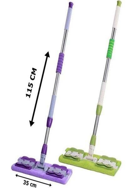 Renkli Mikrofiber Mandallı Mop, 115 cm Ayarlanabilir Sap ve Yedek Bez ile Konforlu Kullanım fiyatları