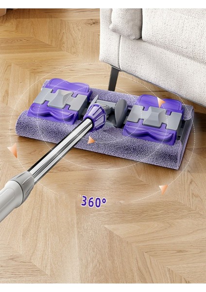 Renkli Mikrofiber Mandallı Mop, 115 cm Ayarlanabilir Sap ve Yedek Bez ile Konforlu Kullanım