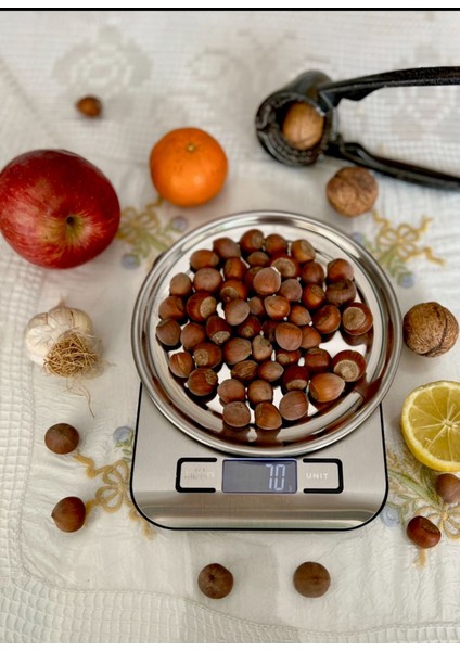 Hassas 5kg Elektronik Mutfak Terazisi, Çelik Kefeli, LCD Ekran, 1g Hassasiyet
