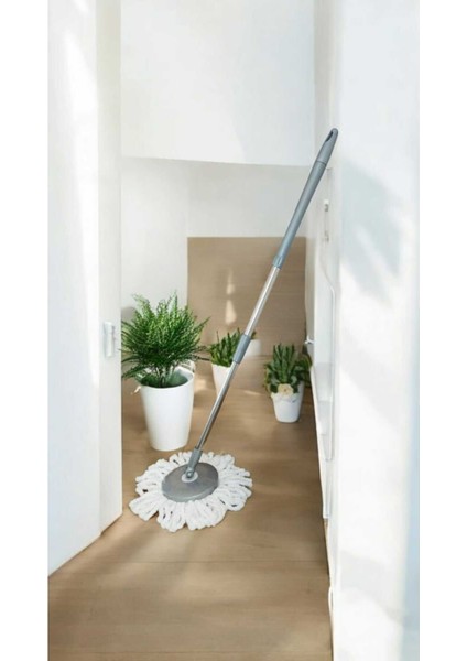 Gri Uyumlu Sap ve Yedek Mop, Tüm Kova Modellerine Uygun, Kullanışlı Temizlik Seti