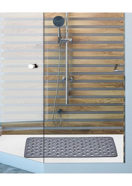 Kaydırmaz Vantuzlu Banyo Paspası 36X66 cm Antrasit Gri