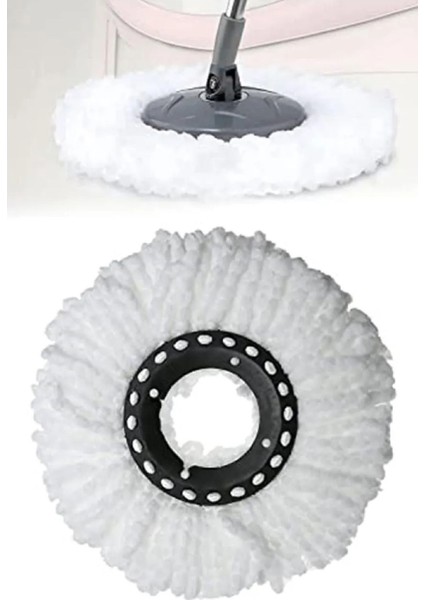 Yumuşak Mikrofiber Yuvarlak Temizleme Paspas Seti, 3'lü Paket, Beyaz Renk