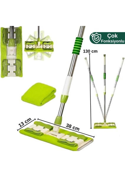 Mor Teleskopik Mop, 360° Dönebilen Pratik Temizlik Aracı