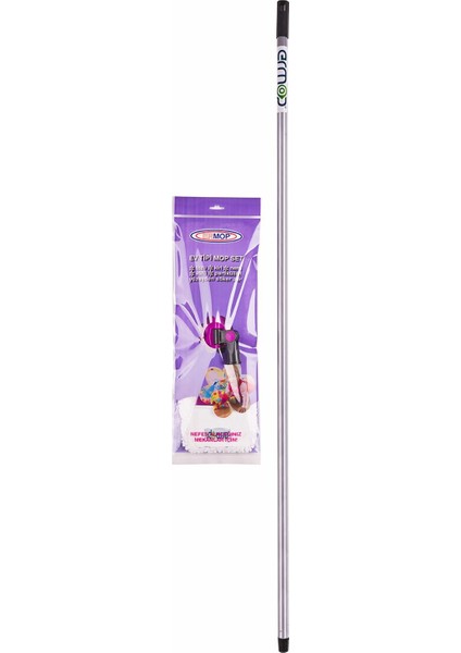Pembe 2'li Temizlik Seti - Uzun ve Kısa Mop Sapı ile Kolay Temizlik