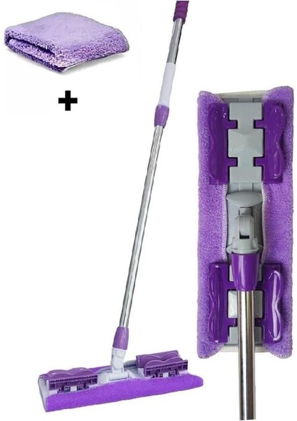 Mor Renkli Mandallı Temizlik Mop'u, Kolay Kullanım ve Hijyen Sağlar