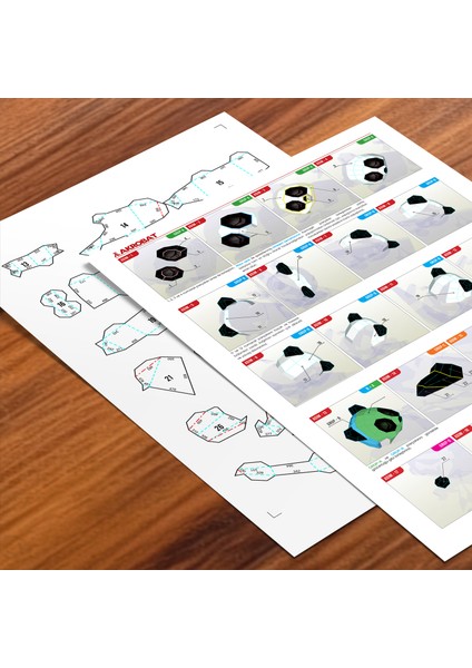 Akrobat Uyuyan Panda 3D Papercraft Maketi | Hazır Kesilmiş Karton Model Seti | Duvar ve Masa Dekoru | El Yapımı Puzzle