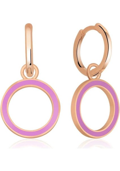 Gümüş Fosforlu Lila Oval Küpe