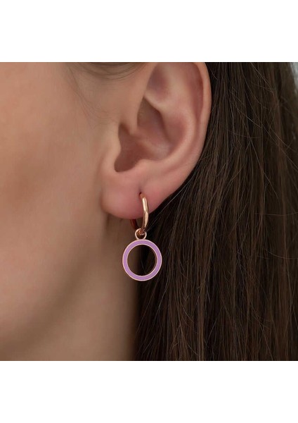 Gümüş Fosforlu Lila Oval Küpe fiyatları