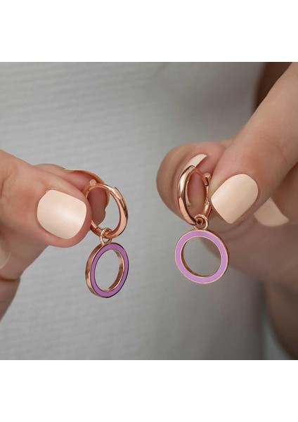 Gümüş Fosforlu Lila Oval Küpe modelleri