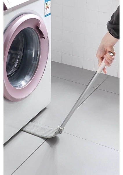 Gri Mikrofiber Başlıklı Girintili Yüzey Dip Köşe Raf Temizleme Mopu Toz Alma Fırça