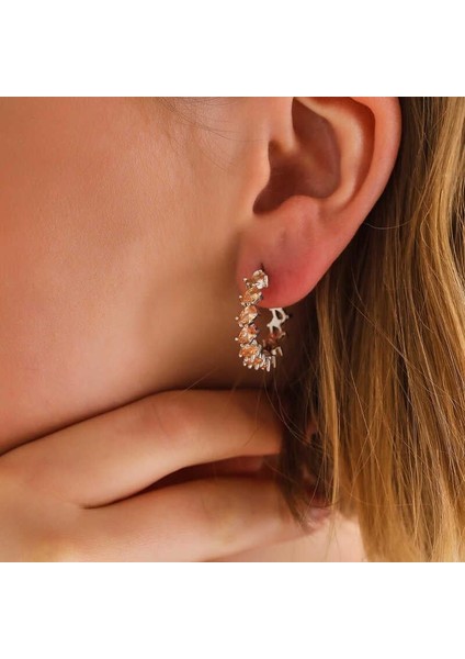 Gümüş Kahverengi Taşlı Damla Çivili Kadın Küpe fiyatları