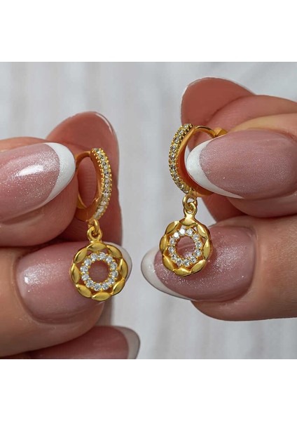 Gümüş Sallantılı Gold Halka Kadın Küpe