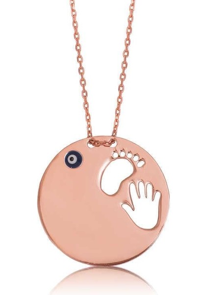 925 Ayar Gümüş El Ayak Izi Anne Kadın Gümüş Kolye