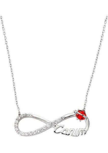 925 Ayar Gümüş Uğur Böcekli Sonsuzluk Canım Kadın Gümüş Kolye