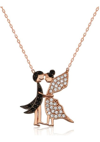 925 Ayar Gümüş Aşık Kelebekler Kadın Gümüş Kolye