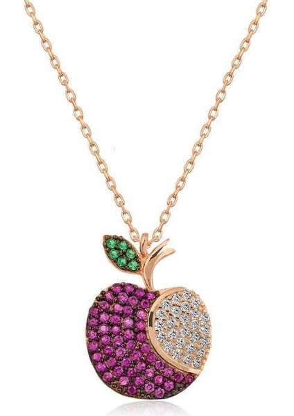 925 Ayar Gümüş Rose Elma Kadın Gümüş Kolye fiyatları