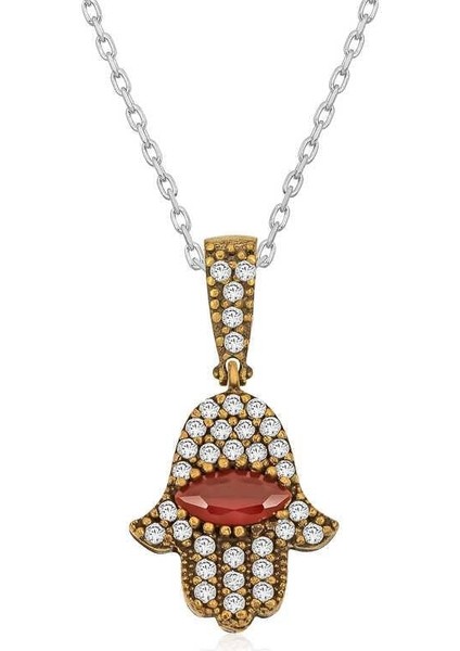 925 Ayar Gümüş Fatma Eli Otantik Bayan Gümüş Kolye