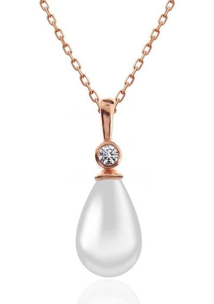 Gümüş Rose Damla Rose Inci Kadın Kolye