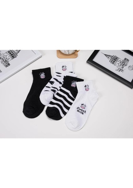 4'lü Inek Desenli Patik Kadın Çorap