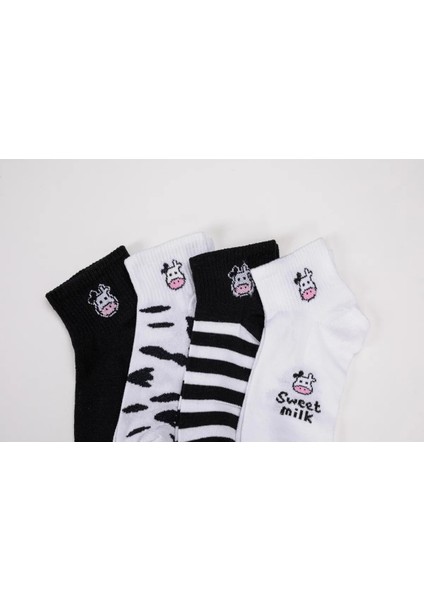 4'lü Inek Desenli Patik Kadın Çorap fırsatları