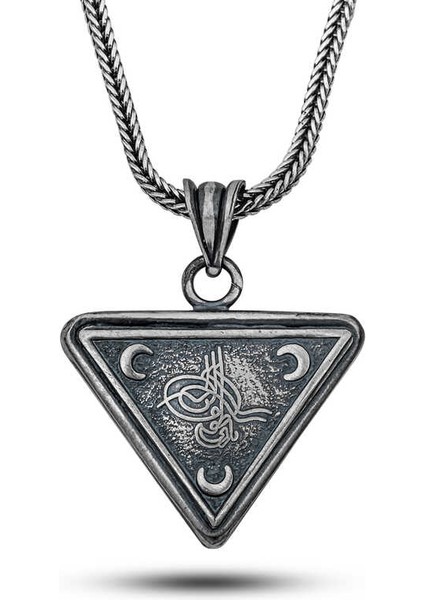 Gümüş Osmanlı Tuğrası Hilal Cevşen Kolye SL12510