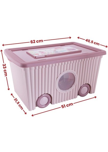 Kapaklı ve Taşınabilir 60 Litre Tekerlekli Oyuncak Saklama Kutusu 2’li Set 1 Pembe 1 Mavi fırsatları