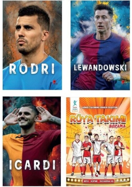 Set Mauroıcardi - Robert Lewandowski - Rodri - Rüya Takımı Boyama (Pos. ve Ayraç Hediye)