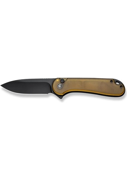 Button Lock Elementum Iı Flipper Knife Ultem Amber & Black Handle Çakı
