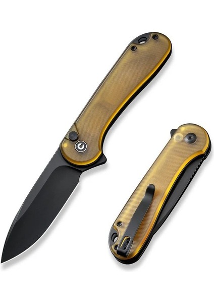 Button Lock Elementum Iı Flipper Knife Ultem Amber & Black Handle Çakı fiyatları