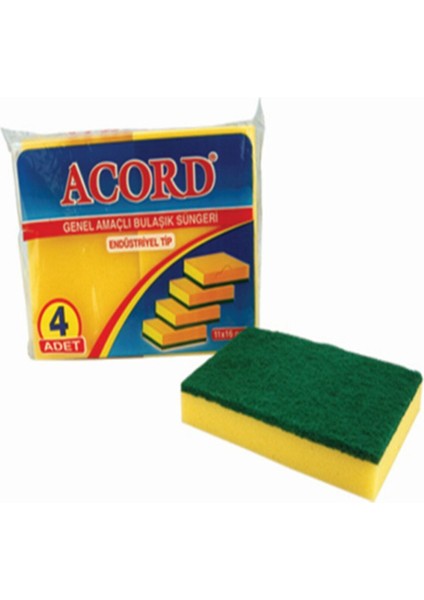 Büyük 4'lü Endüstriyel Bulaşık Süngeri Seti, Dayanıklı ve Temizliğe Uygun