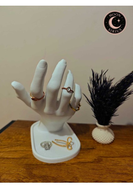MOON SİRİUS Beyaz Modern El Yüzük Takı Standı 11x15x15