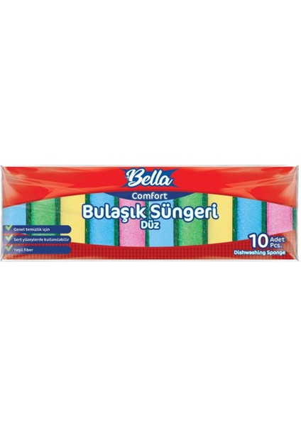 Renkli Düz Bulaşık Süngeri 10'lu Paket, Temizlik Için Pratik ve Dayanıklı Set