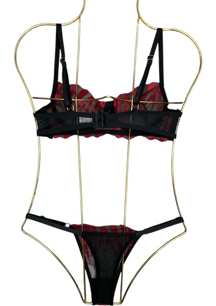 Kılıç Kadın Balenli Dantelli Tül Brode Bralet Iç Giyim Külot Sütyen Takımı