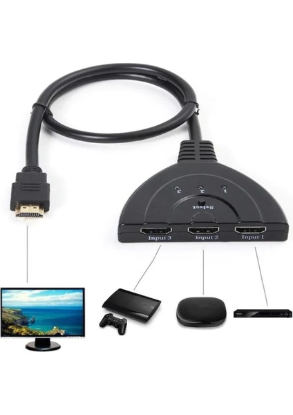 3 Port Kablolu HDMI 4K Destekli Switch Çoklayıcı Çoğaltıcı Splitter 3 Giriş 1 Çıkış fiyatları