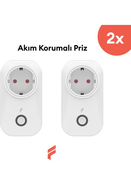 Akıllı Akım Korumalı Priz 2'li Set (16 Amper), Wifi, Uzaktan Kontrol, Enerji Tüketim Takibi