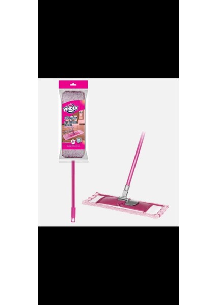 Pembe Çok Amaçlı Temizlik Seti, Mop, Başlık ve Sap ile Kolay Temizlik Sağlar