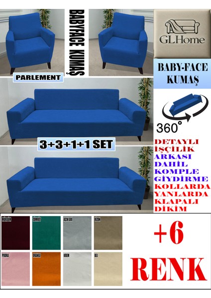 Baby Face Kumaş 3+3+1+1 Komple Giydirme Kanepe&çekyat, Bohem, Porto, Vb. Model Koltuk Kılıfı